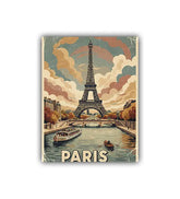 Paris Eiffel Tower vintage poster canvas wall art
