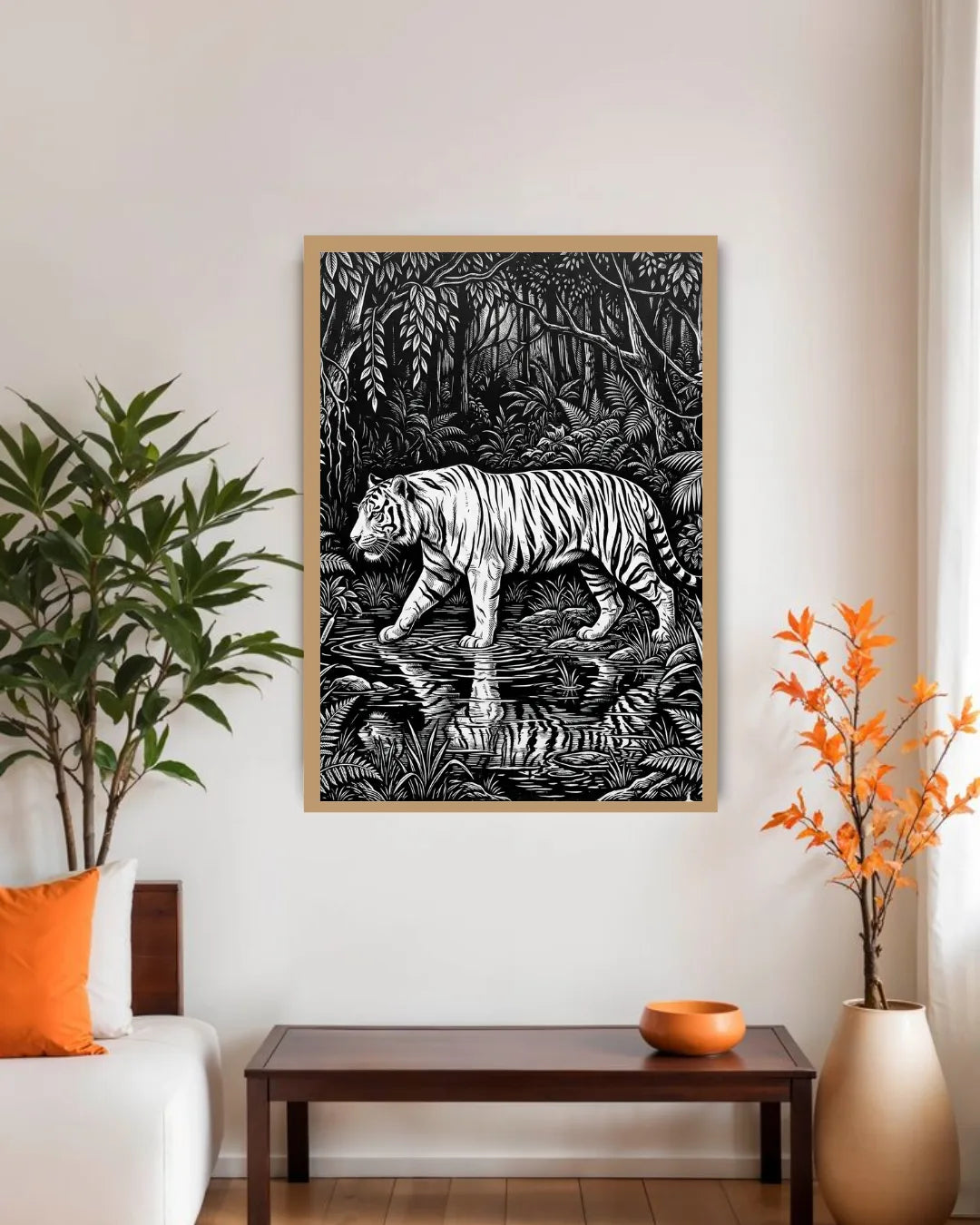 black and white tiger canvas art interior decor