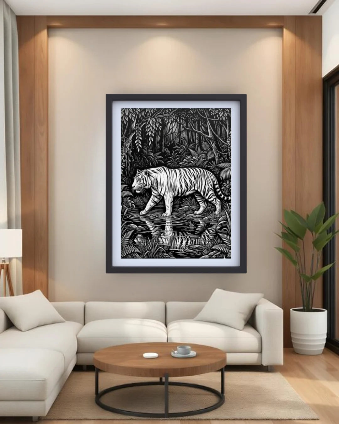 tiger painting wall art elegant monochrome design