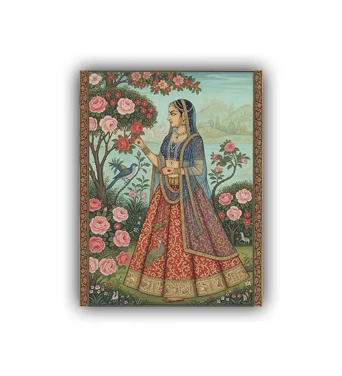 Traditional Indian woman wall art canvas painting