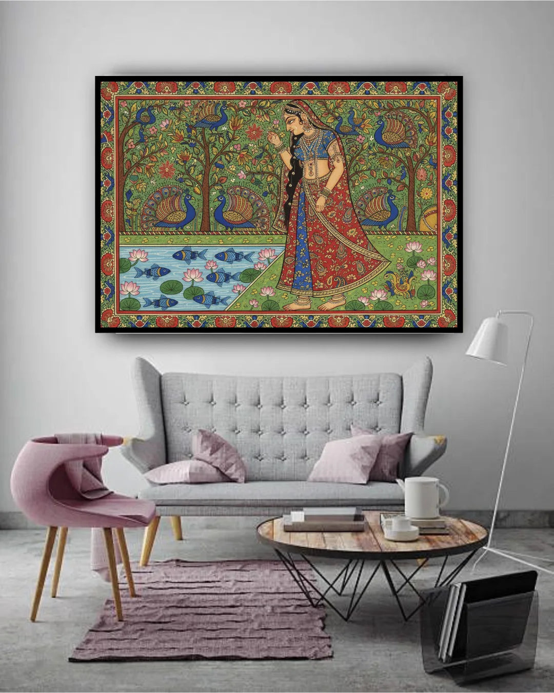 Traditional Rajasthani woman canvas wall art for home interior