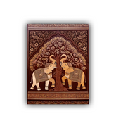 Close-up view of tree of life elephant wall art canvas painting
