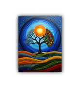 Tree of life mandala canvas print with vibrant spiritual design
