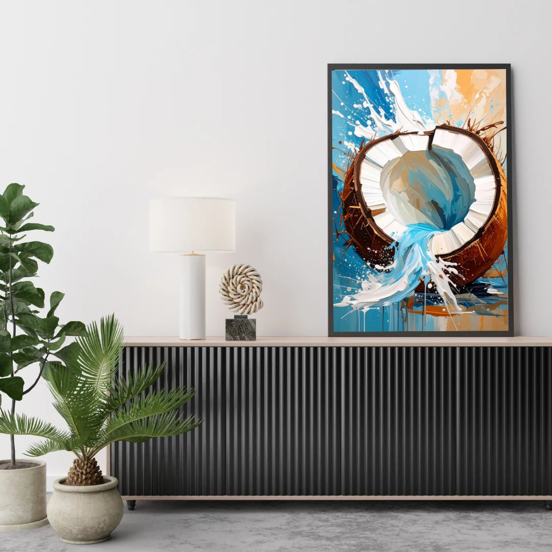 Tropical coconut wall art canvas painting for modern living room decor