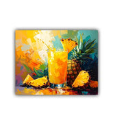 Tropical drink canvas wall art with pineapple juice illustration