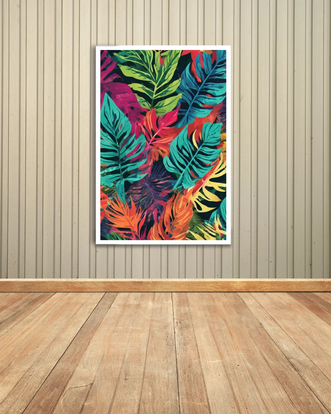 Tropical leaves canvas wall art for home decor