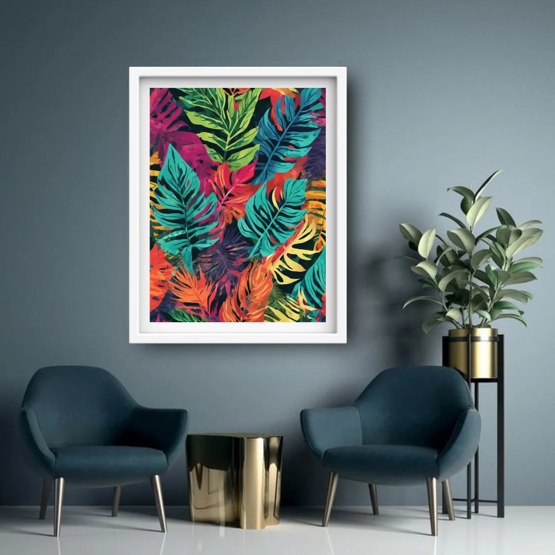 Tropical leaves wall decor canvas painting for modern room