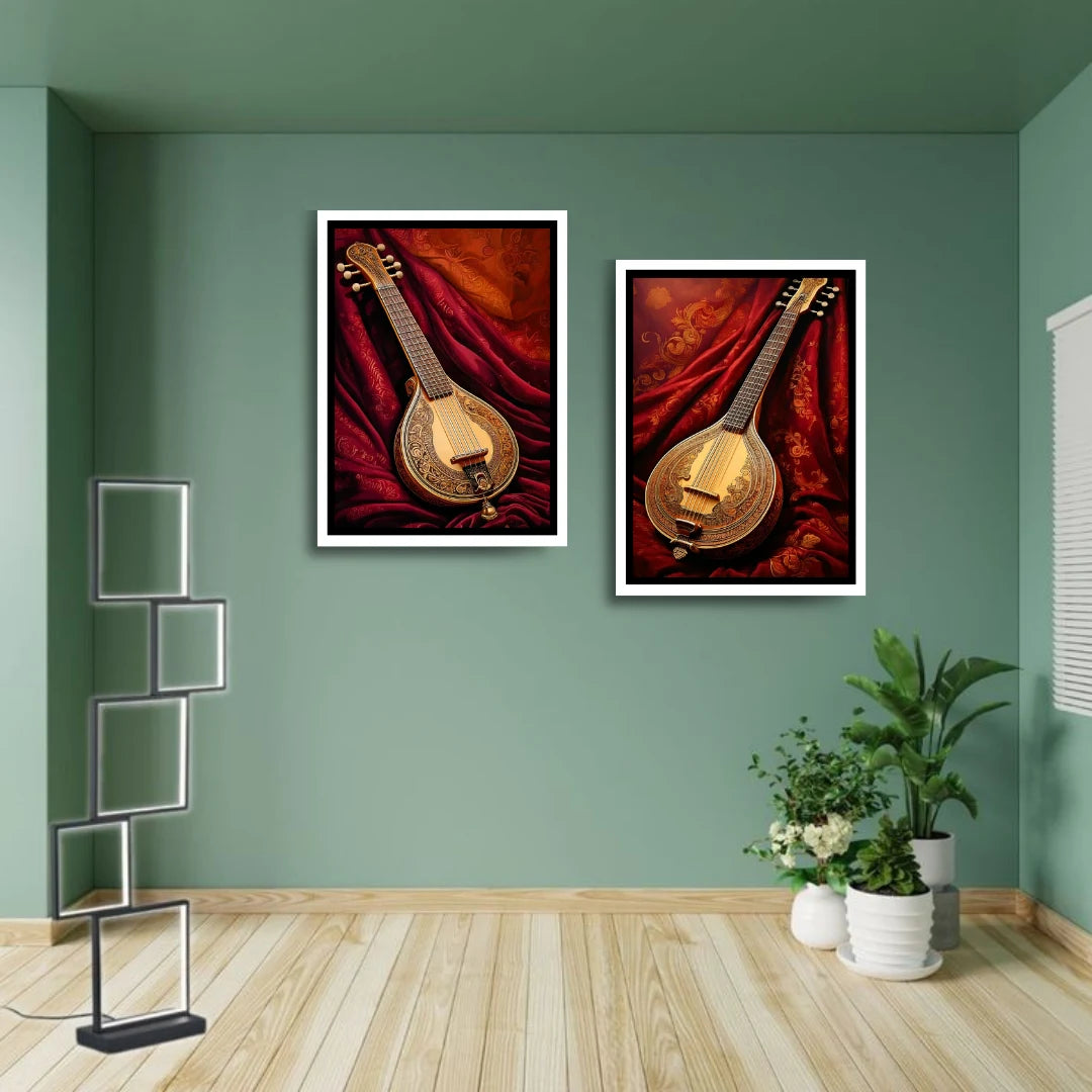 Veena inspired music canvas wall art for living room