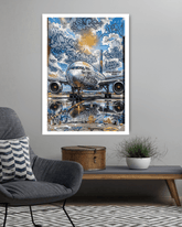 vintage airplane wall art canvas in modern living room decor