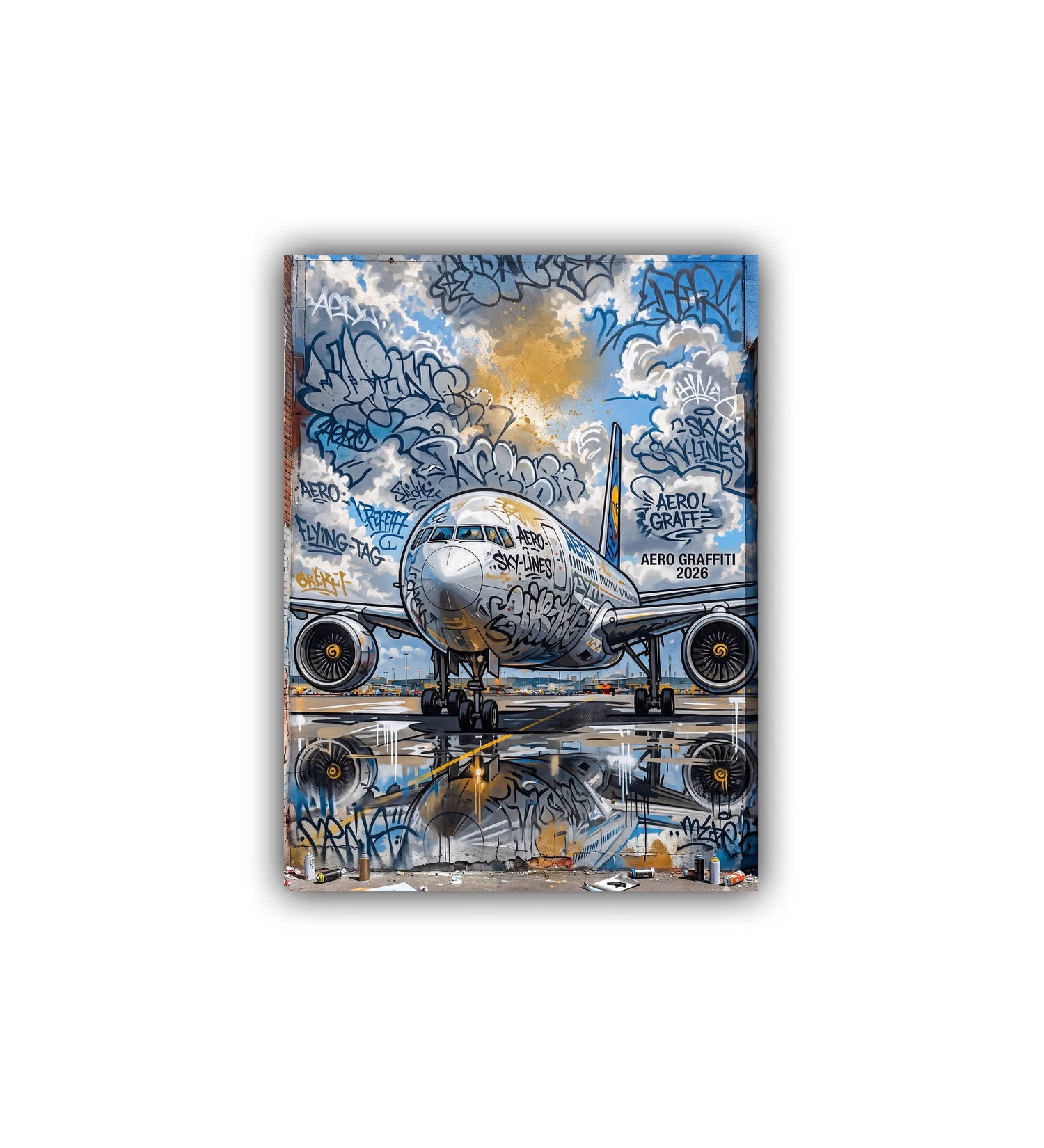 aviation wall art canvas with aircraft illustration