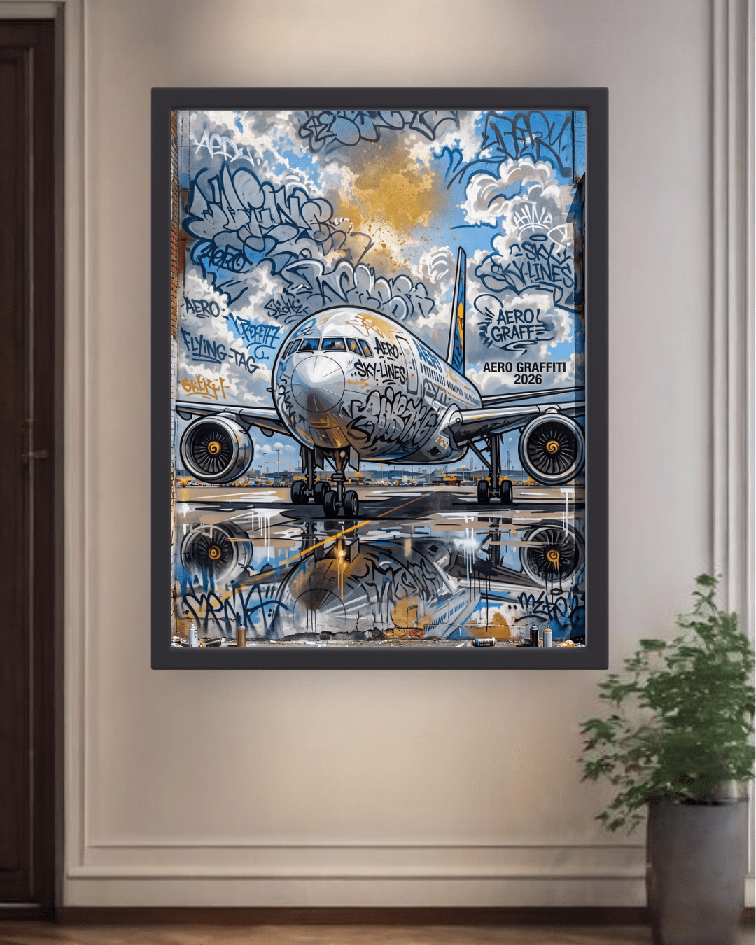 travel-inspired airplane artwork for home decor