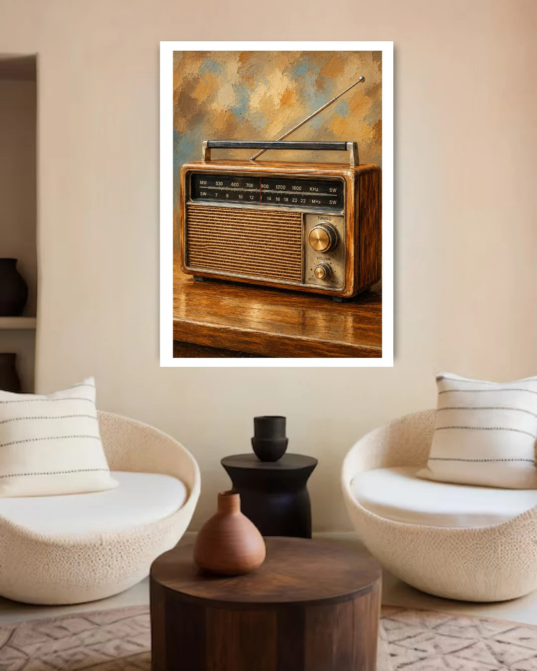 retro radio canvas art for home interior decor