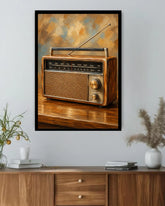 classic radio wall art canvas with wooden finish