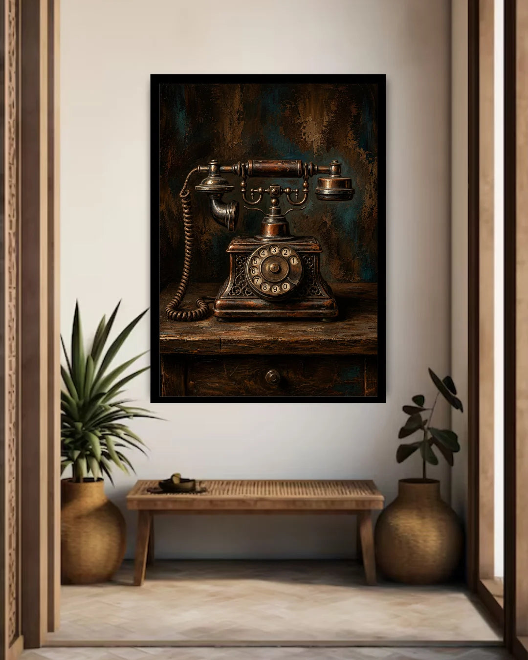 vintage phone canvas art for office and study room decor