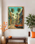 vintage street car wall art canvas in modern living room decor