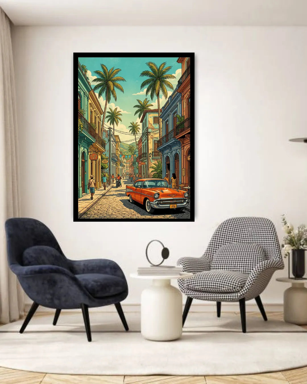 urban street canvas art in luxury home interior decor