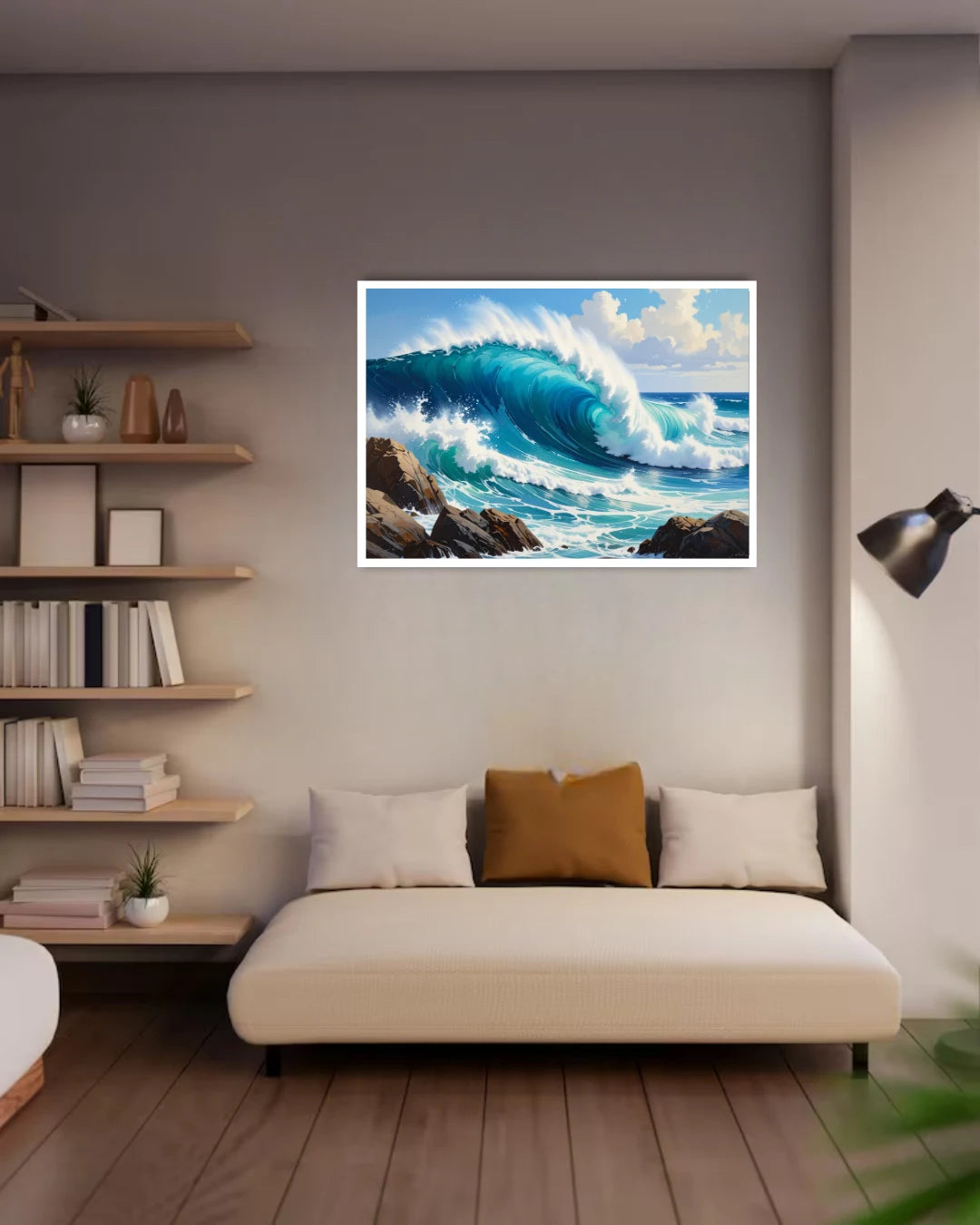 wave painting wall art canvas in modern home decor