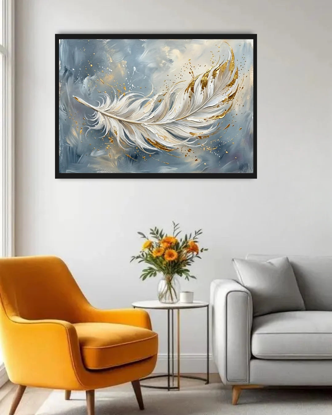 modern feather wall art canvas elegant design