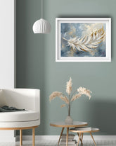 a white feather wall art canvas for home decore