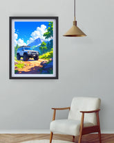 Mountain adventure jeep canvas wall art painting
