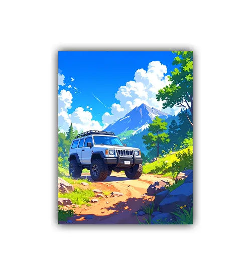 Off road jeep scenic landscape canvas wall art painting
