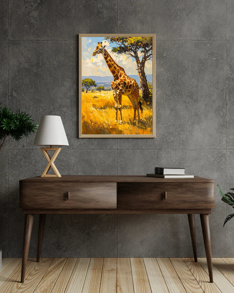 Wildlife giraffe canvas painting for modern home and office wall decor