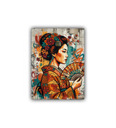 close-up of boho woman portrait wall art canvas