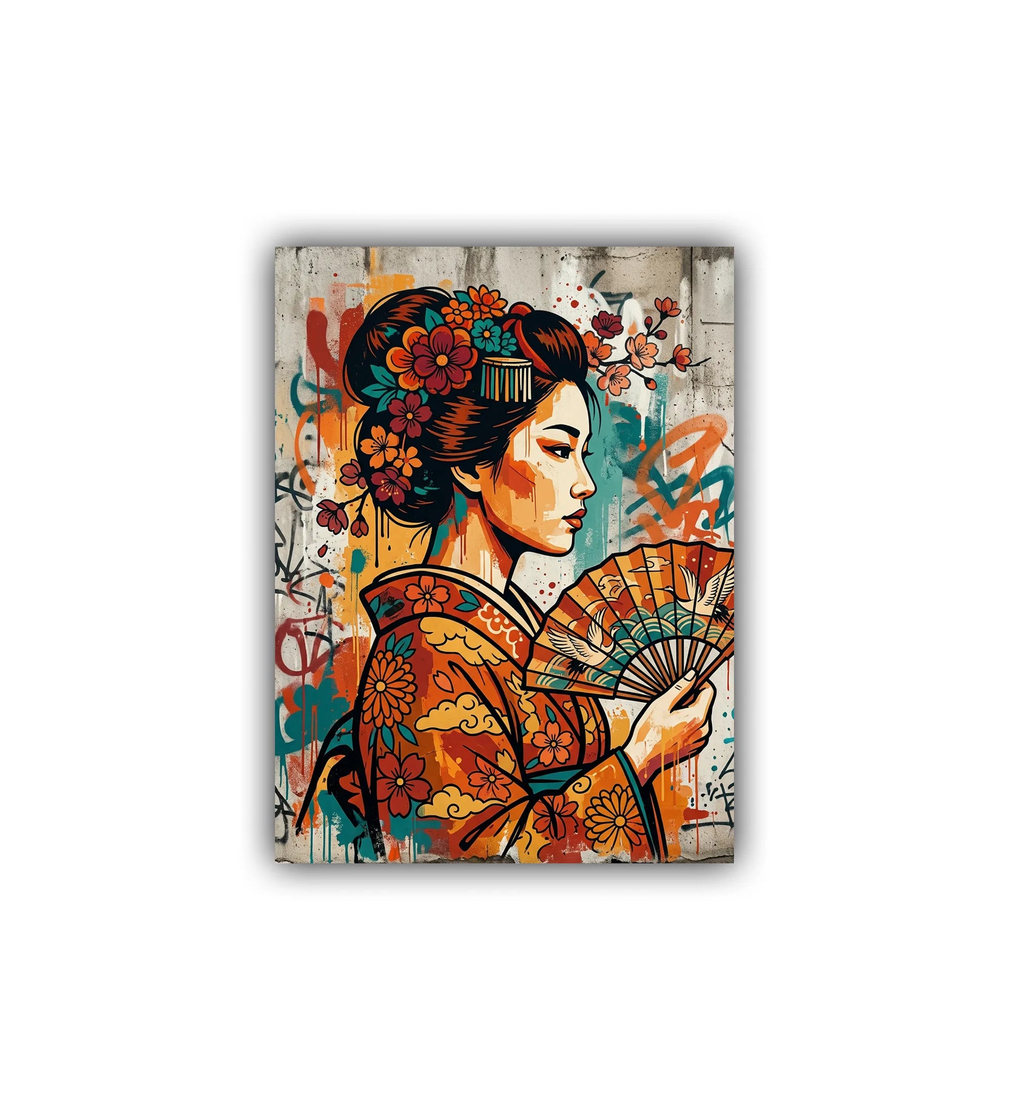 close-up of boho woman portrait wall art canvas