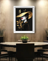 black gold wall art canvas woman portrait modern decor