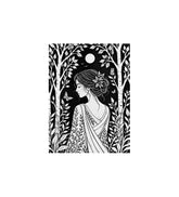 monochrome woman portrait wall art botanical painting