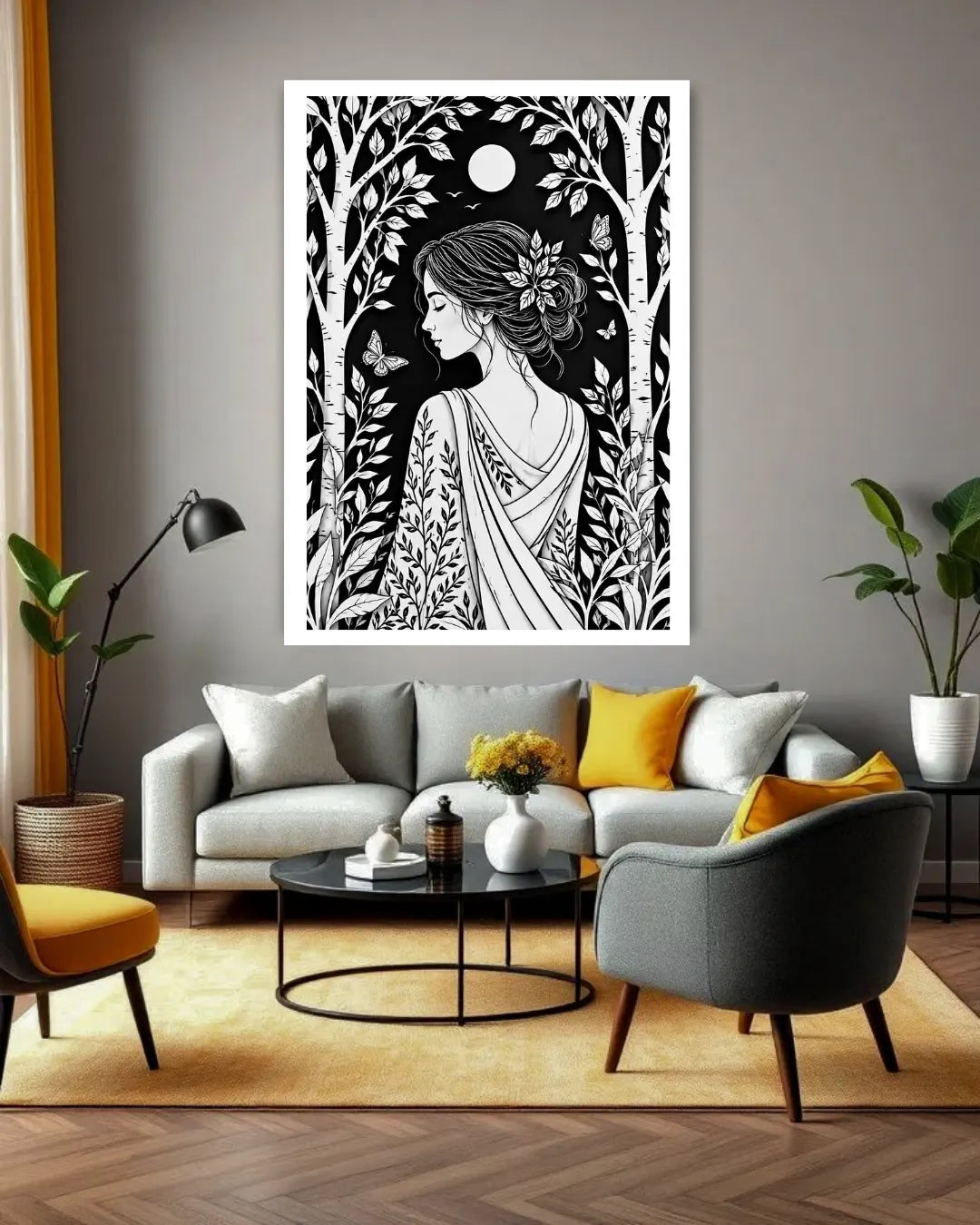 black and white female canvas art home interior decor