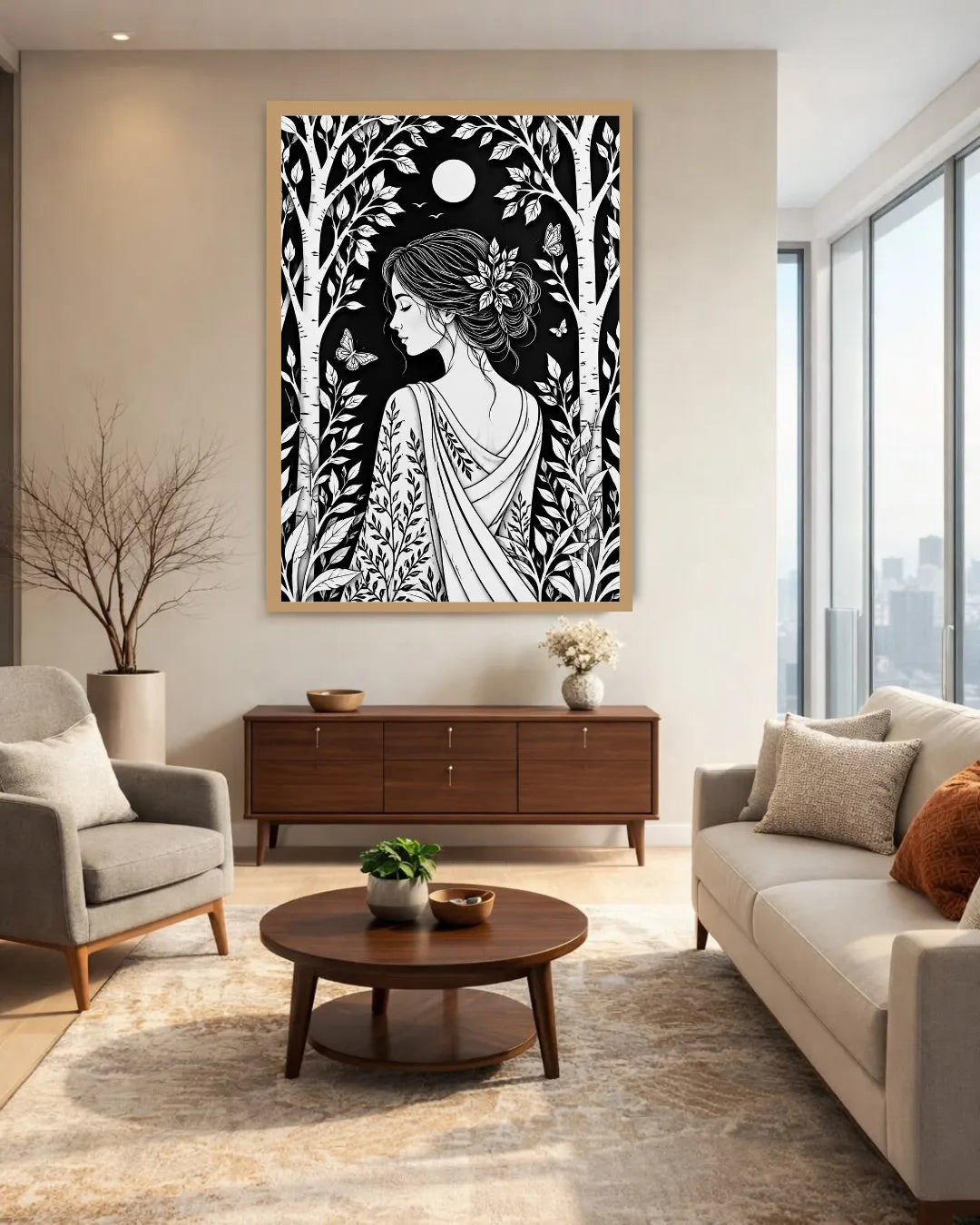 modern woman wall art canvas elegant design